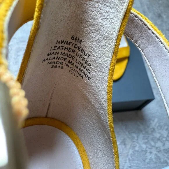 NWOT - Nine West Yellow Suede Strappy Heels – Perfect for Summer - Picture 7 of 7